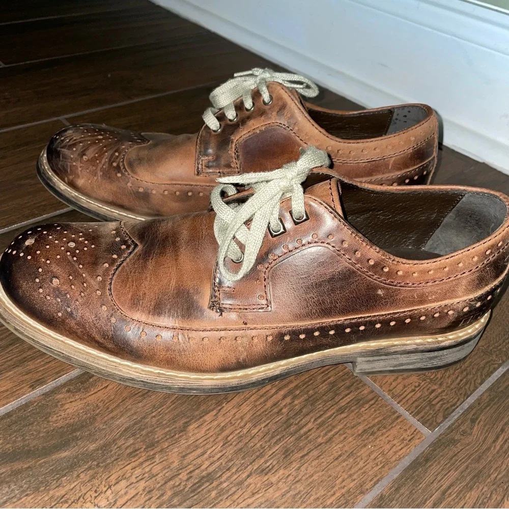 BEDSTU Beacon Tawny Zone  Leather Distressed Wingtip Lace Up Oxford Derb…